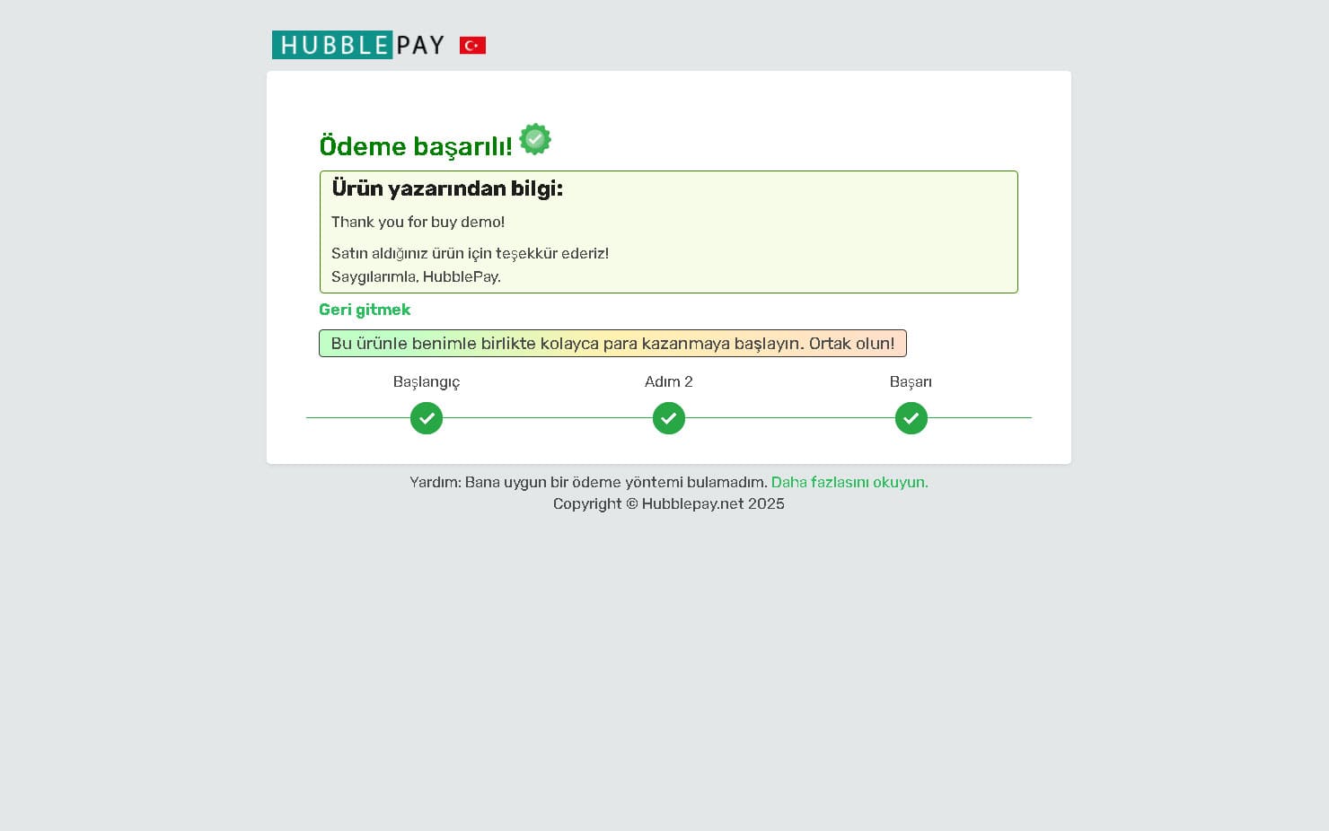 Son adım. Kripto para ile ödendi ve ürün teslim alındı.